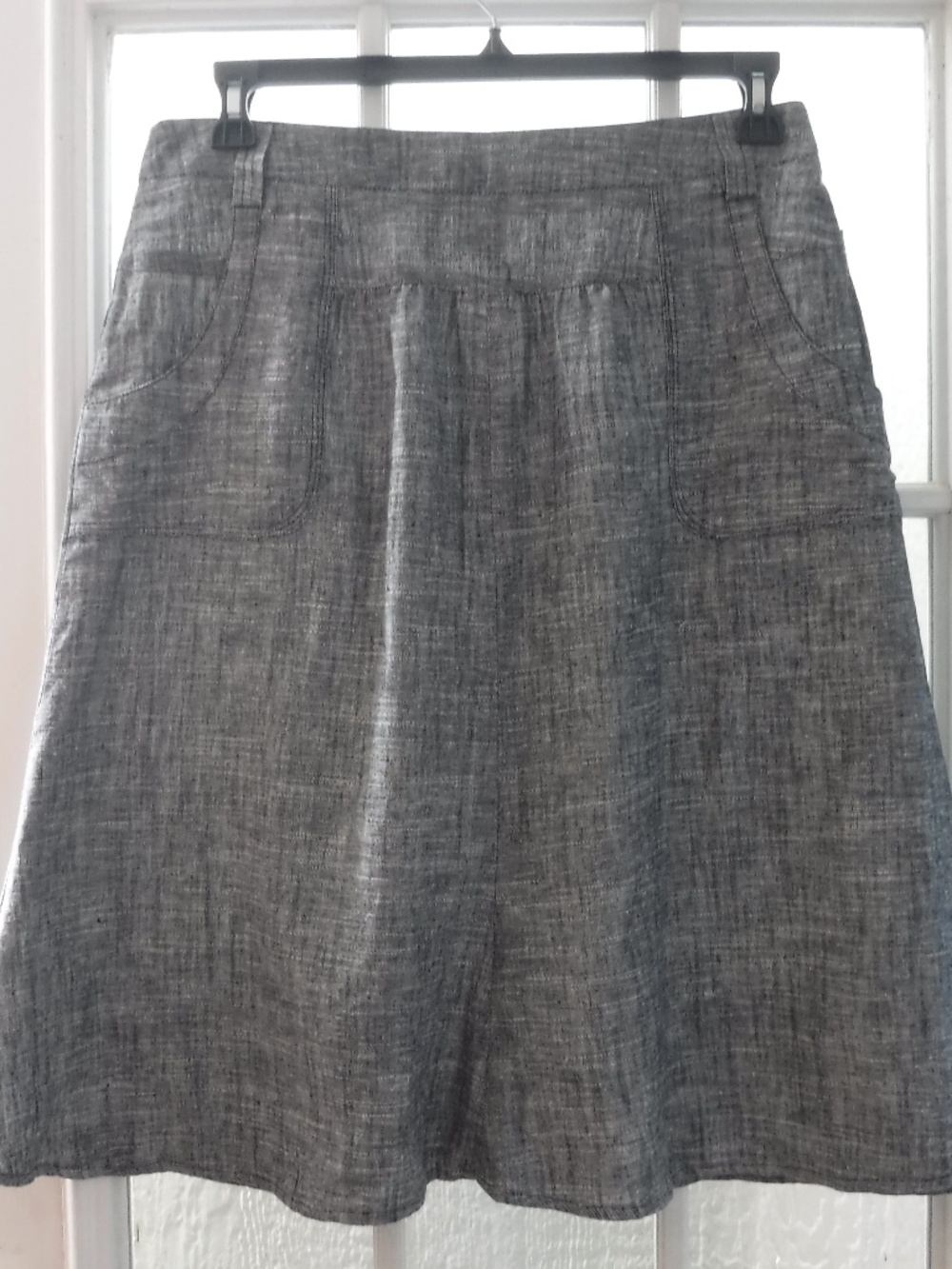 Sandro Studio Gray Color Linen&Rayon Blend A-Line Skirt